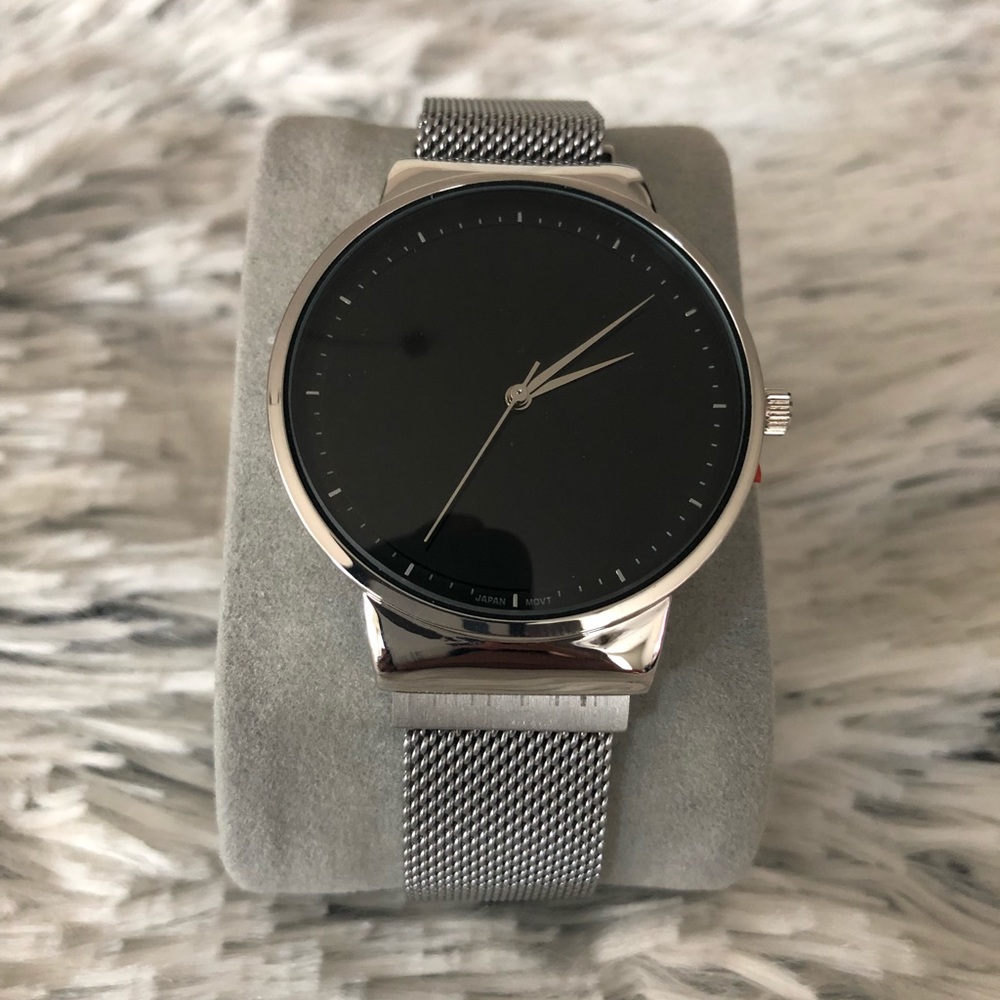 Silver & Black Analog Watch